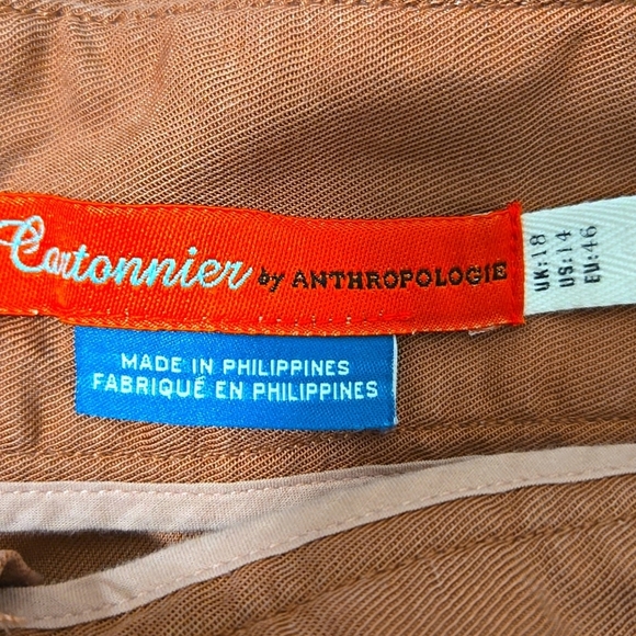 Anthropologie-Cartonniere NWT Belt Front Pants Rose 100% Lyocell-Size 14 - Picture 8 of 16